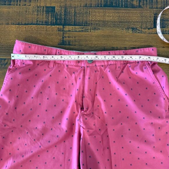 Adidas Men Golf Shorts Size 34 Maroon w/Navy Tree Pattern Flat Front Performance - Picture 7 of 8